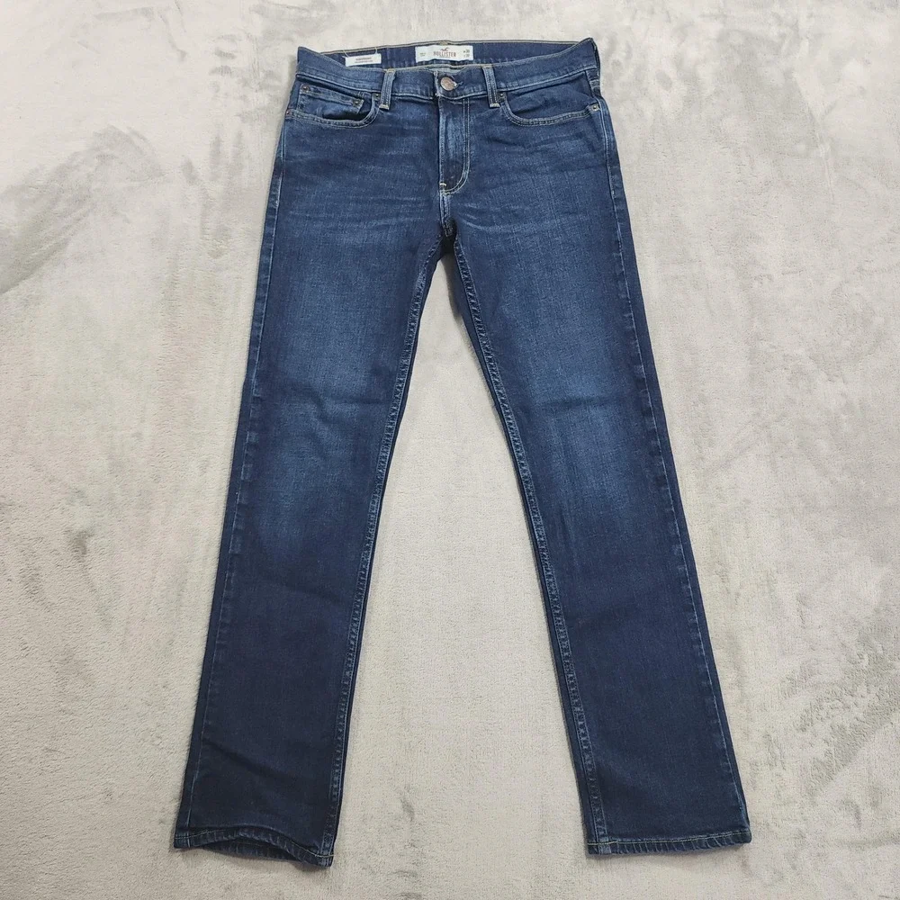 Hollister Jeans Mens 30x32 Blue Slim Straight Epic Flex Stretch Denim Casual